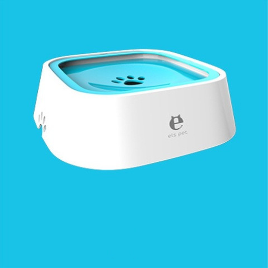 Gamelle d'eau flottante pour chien et chat : anti-débordement, 1,5 L version bleue.