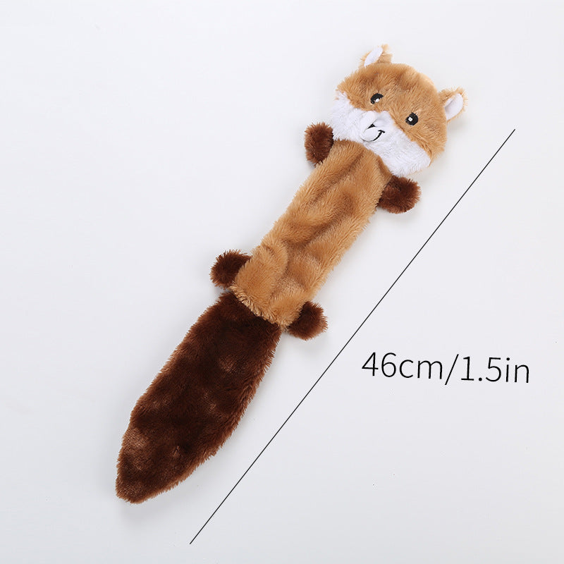 Peluche qui couine pour chien : formes d'animaux version écureuil 46 cm.