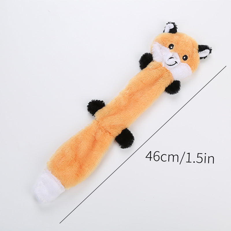 Peluche qui couine pour chien : formes d'animaux version renard 46 cm.