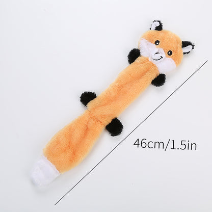 Peluche qui couine pour chien : formes d'animaux version renard 46 cm.