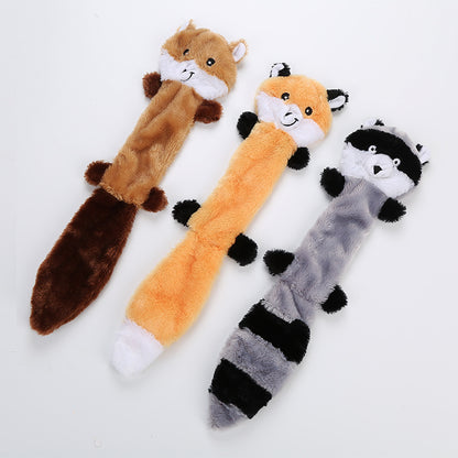 Peluche qui couine pour chien : formes d'animaux. Photo des trois variantes sur fond blanc.