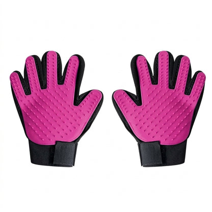 Gants de toilettage en silicone pour chien et chat, une paire de couleur rose.